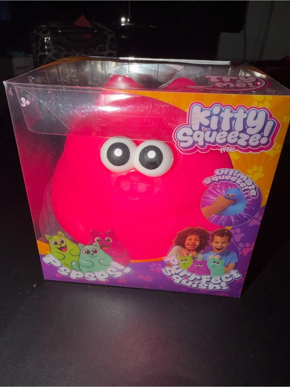 Jumbo Squeeze Kitty Squeeze Bright Hot Pink Plush Toy